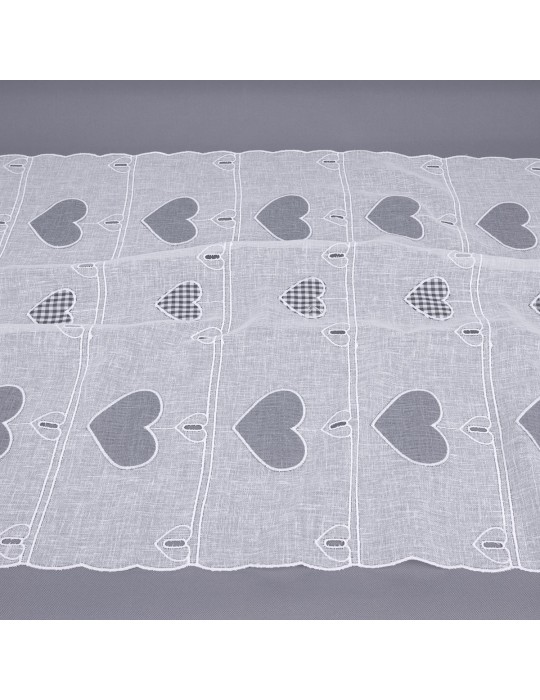 Voilage modulable cœurs gris 68 cm