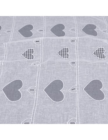 Voilage modulable cœurs gris 68 cm