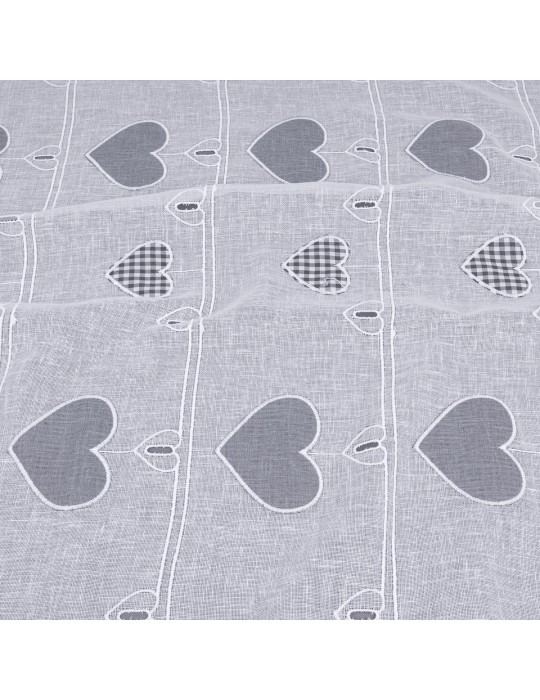 Voilage modulable cœurs gris 68 cm