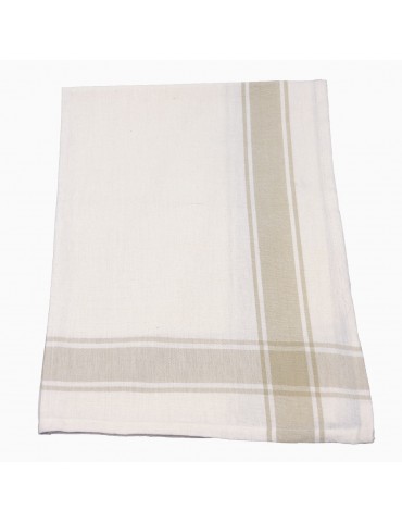 Torchon 100 % coton 45 x 70 cm blanc/beige