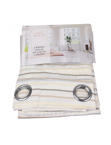 Rideau faux lin 140 x 260 cm rayures
