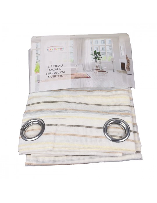 Rideau faux lin 140 x 260 cm rayures