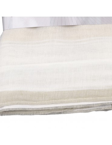 Rideaux faux lin à ruflette 140 x 260 cm blanc/beige