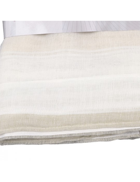 Rideaux faux lin à ruflette 140 x 260 cm blanc/beige
