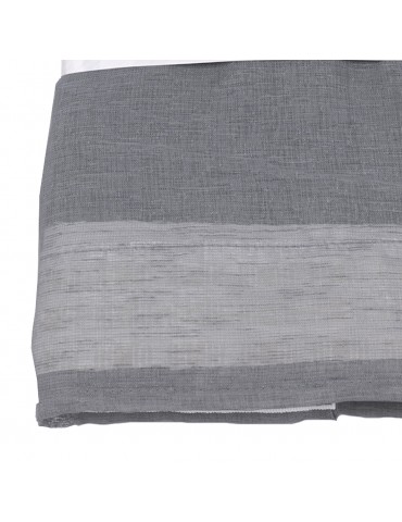 Rideaux faux lin à ruflette 140 x 260 cm gris
