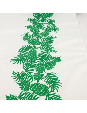 Tissu cretonne ananas blanc