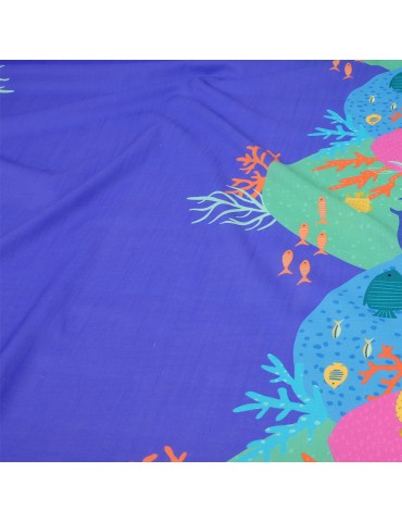 Tissu cretonne monde marin multicolore