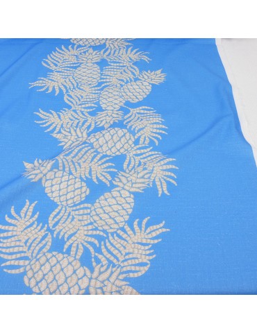 Tissu cretonne ananas bleu