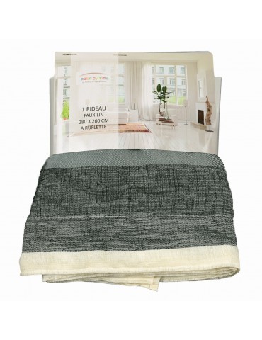 Rideau faux lin à ruflette 280 x 260 cm noir/vert