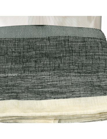 Rideau faux lin à ruflette 280 x 260 cm noir/vert