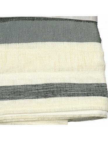 Rideau faux lin à ruflette 280 x 260 cm écru/vert