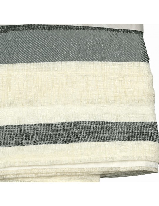 Rideau faux lin à ruflette 280 x 260 cm écru/vert