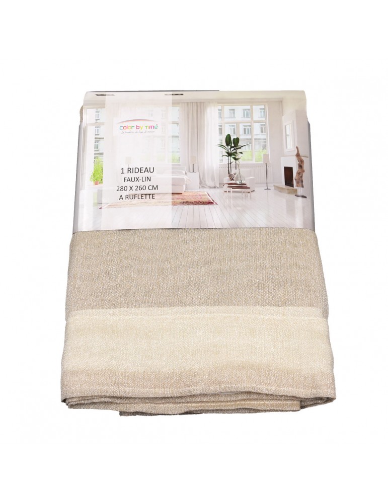 Rideau faux lin à ruflette 280 x 260 cm pailleté Rideau faux lin à ruflette 280 x 260 cm pailleté