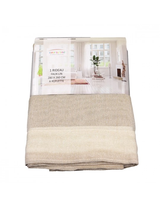 Rideau faux lin à ruflette 280 x 260 cm pailleté