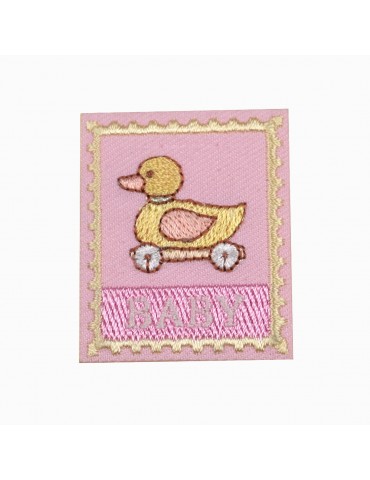 Ecusson thermocollant canard baby rose