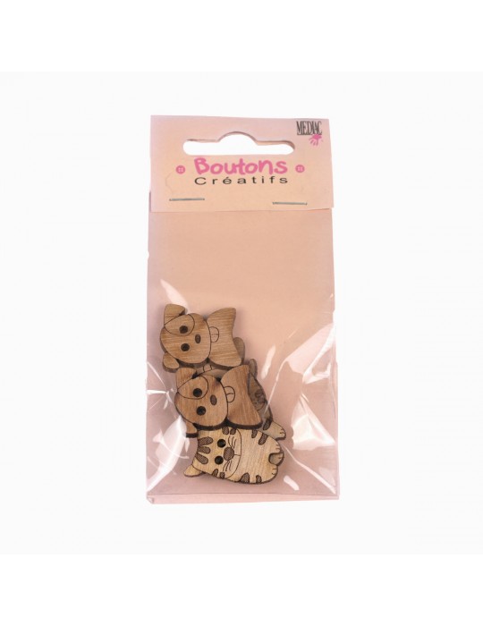 Boutons créatifs bois chat/chien