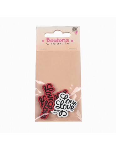 Boutons créatifs Love rouge/blanc