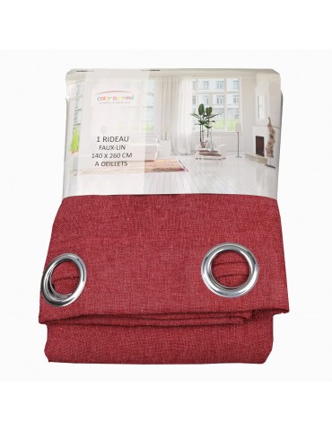 Rideau faux lin 140 x 260 cm rouge