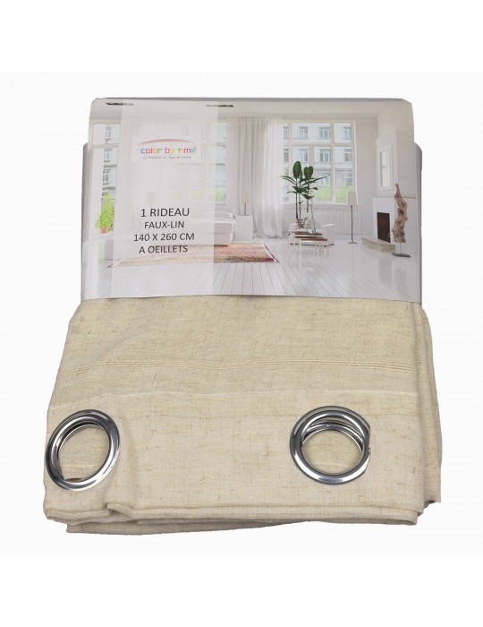 Rideau faux lin 140 x 260 cm beige