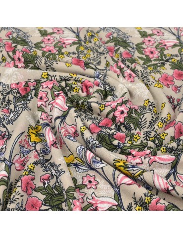 Coupon jersey floral beige 300 x 145 cm