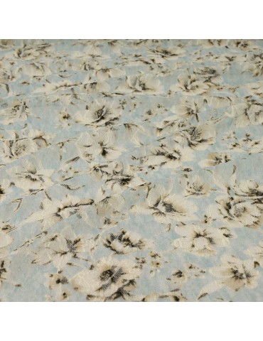Coupon jersey floral bleu/marron 300 x 155 cm