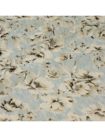 Coupon jersey floral bleu/marron 300 x 155 cm