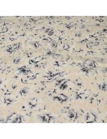 Coupon jersey floral écru/violet 300 x 165 cm