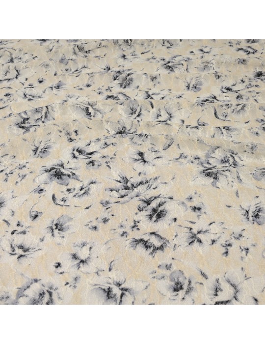Coupon jersey floral écru/violet 300 x 165 cm