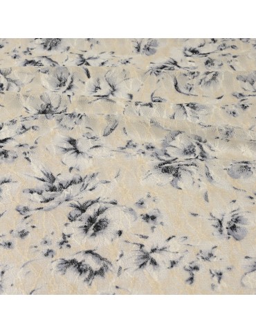 Coupon jersey floral écru/violet 300 x 165 cm