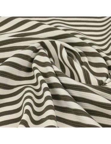 Tissu jersey rayure blanc/taupe