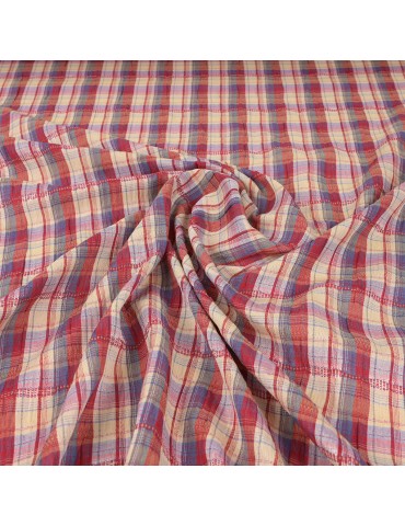 Tissu coton/polyester carreaux rouge