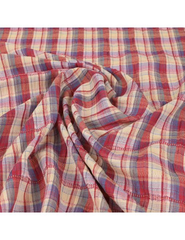 Tissu coton/polyester carreaux rouge