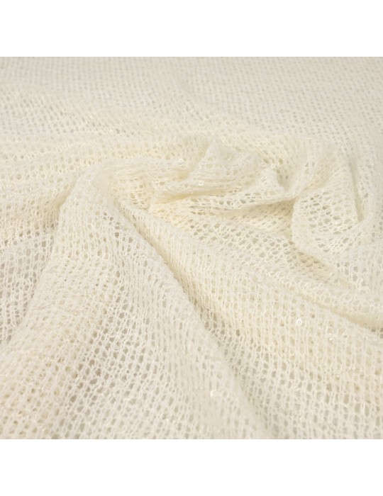 Tissu filet paillettes crème