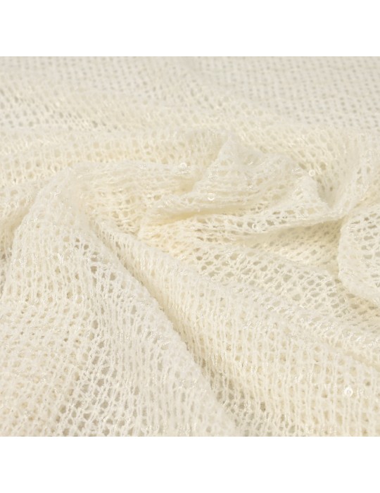 Tissu filet paillettes crème