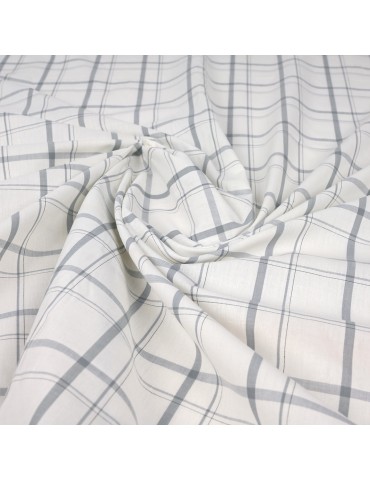 Tissu coton carreaux blanc/gris