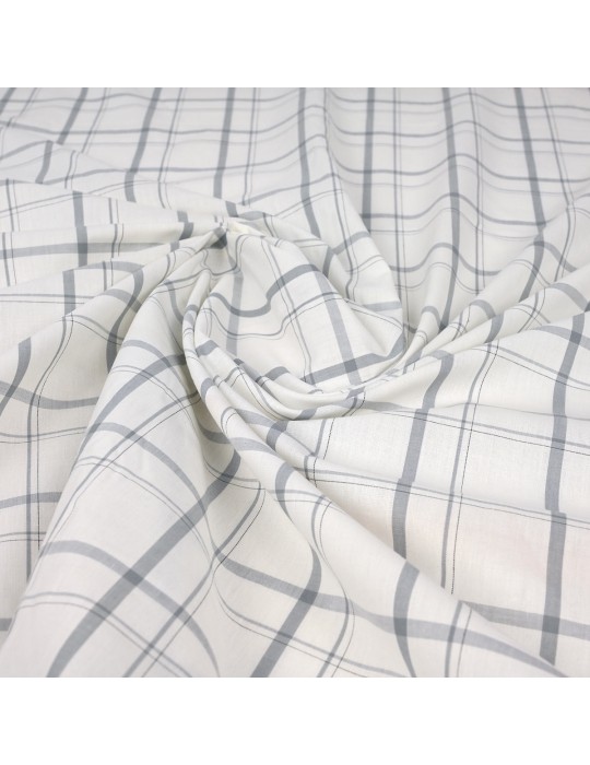 Tissu coton carreaux blanc/gris
