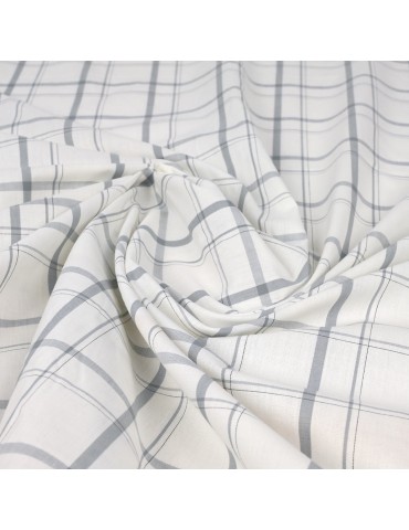 Tissu coton carreaux blanc/gris