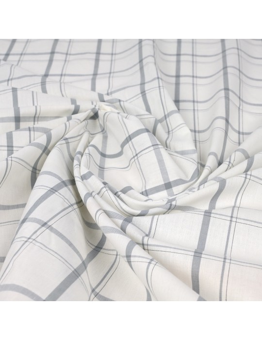 Tissu coton carreaux blanc/gris