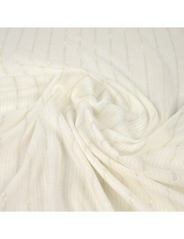 Tissu polyester rayure écru/argenté