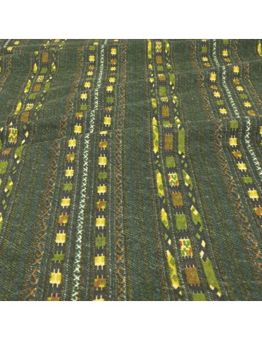 Coupon imprimé ethnique vert  300 x 145 cm