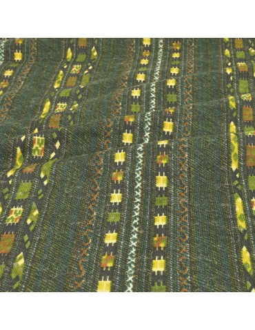 Coupon imprimé ethnique vert  300 x 145 cm