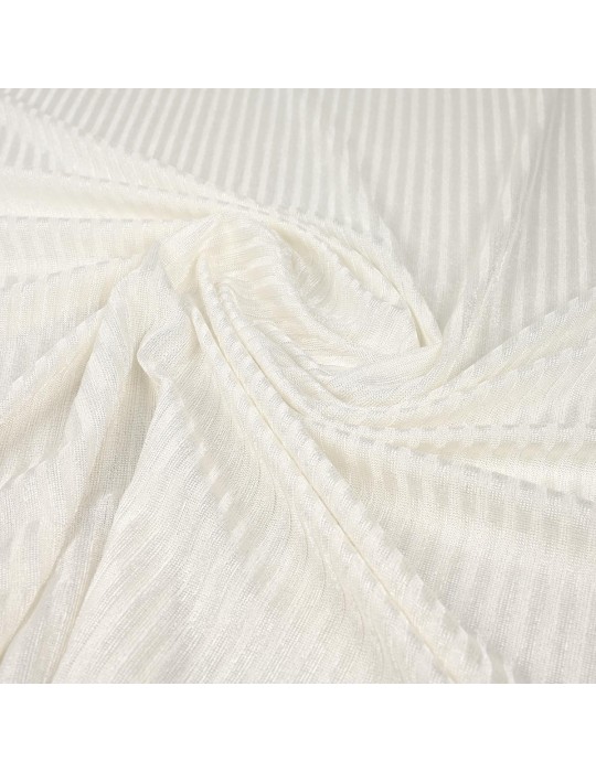 Tissu jersey côtelé brillant écru