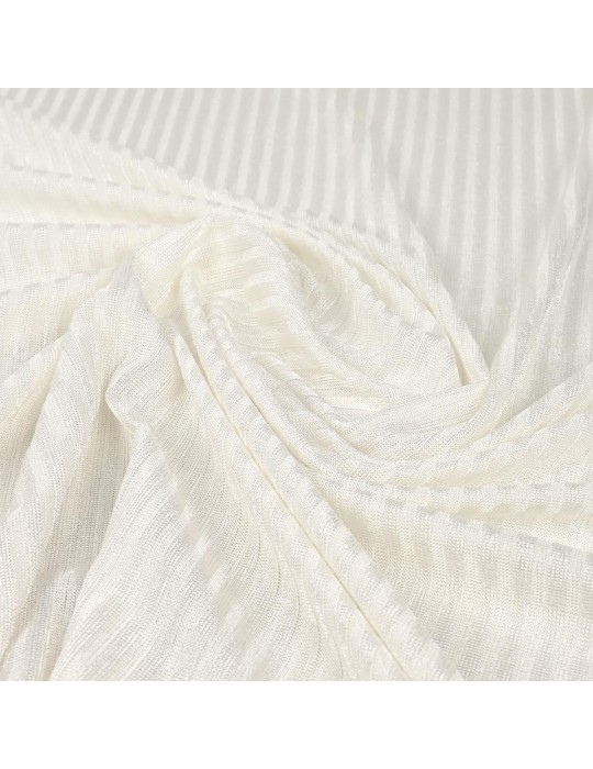 Tissu jersey côtelé brillant écru