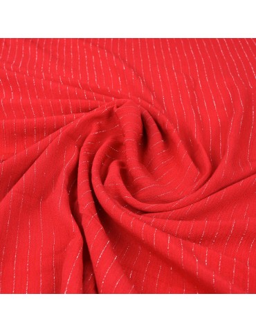 Tissu voile foil argenté/rouge