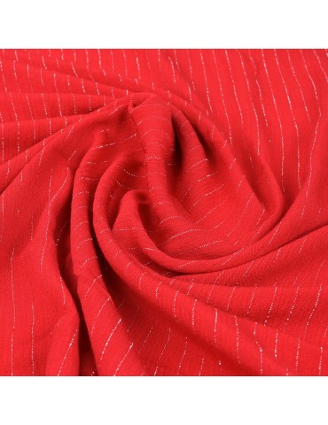 Tissu voile foil argenté/rouge