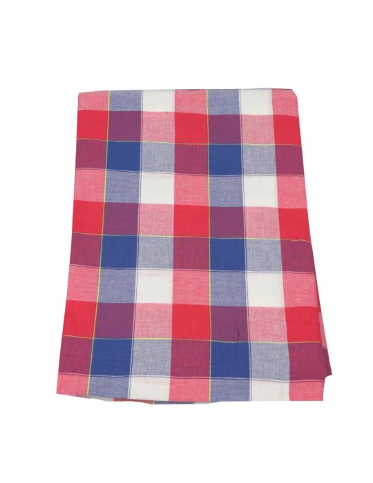 Coupon 100 % coton carreaux rouge/bleu
