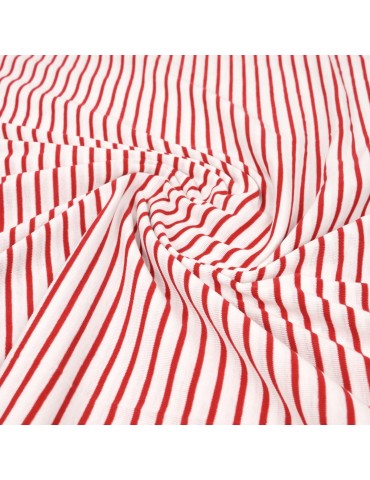 Coupon jersey tubulaire rayures rouges 300 x 165 cm