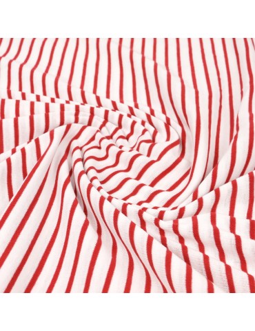 Coupon jersey tubulaire rayures rouges 300 x 165 cm
