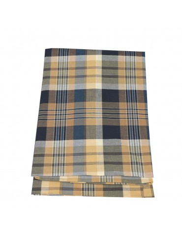 Coupon 100 % coton quadrillage marron/bleu