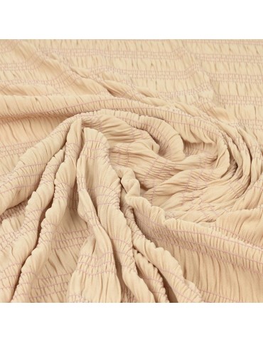 Tissu jersey uni smocké sable